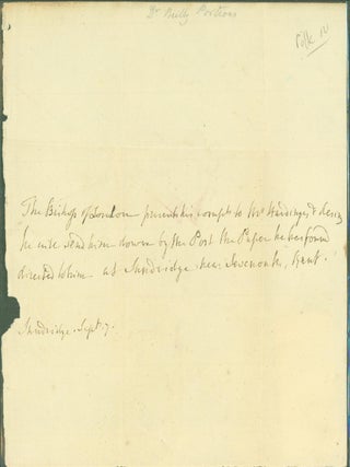 Item #287304 autograph letter. Beilby Porteus, bishop of London