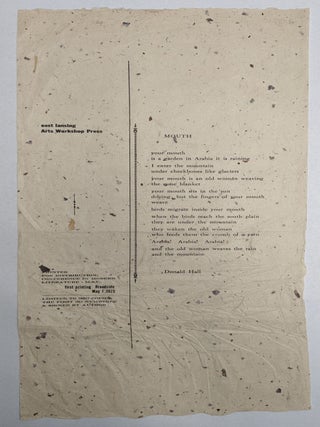Item #288002 Mouth (broadside). Donald Hall