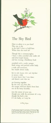 Item #288005 The Shy Bird (broadside). William Heyen