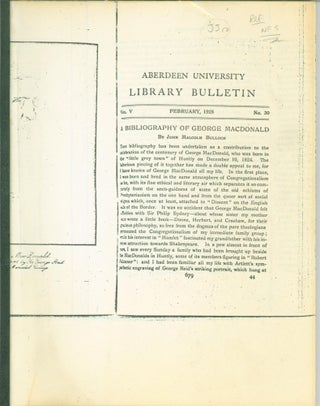 Item #288041 A Bibliography of George MacDonald. John Malcolm Bulloch