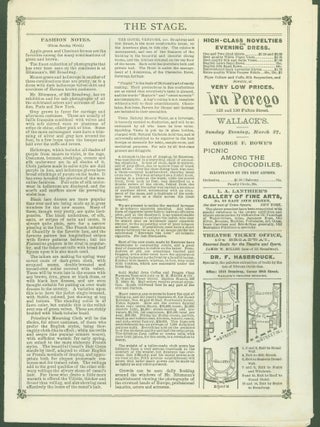 Item #288297 Wallack's Theatre Program for Thursday Evening, March 24, 1887, first production of...
