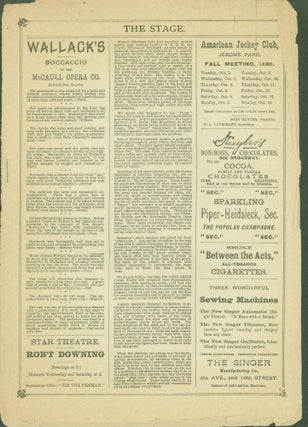 Item #288300 Wallack's Theatre Program, Monday Evening, September 3, 1888, McCaull Opera Company...