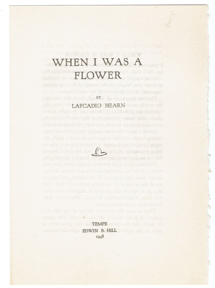 Item #289001 When I Was a Flower. Lafcadio Hearn.