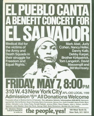 Item #289200 El Pueblo Canta: A Benefit Concert for El Salvador (poster). yes the people,...