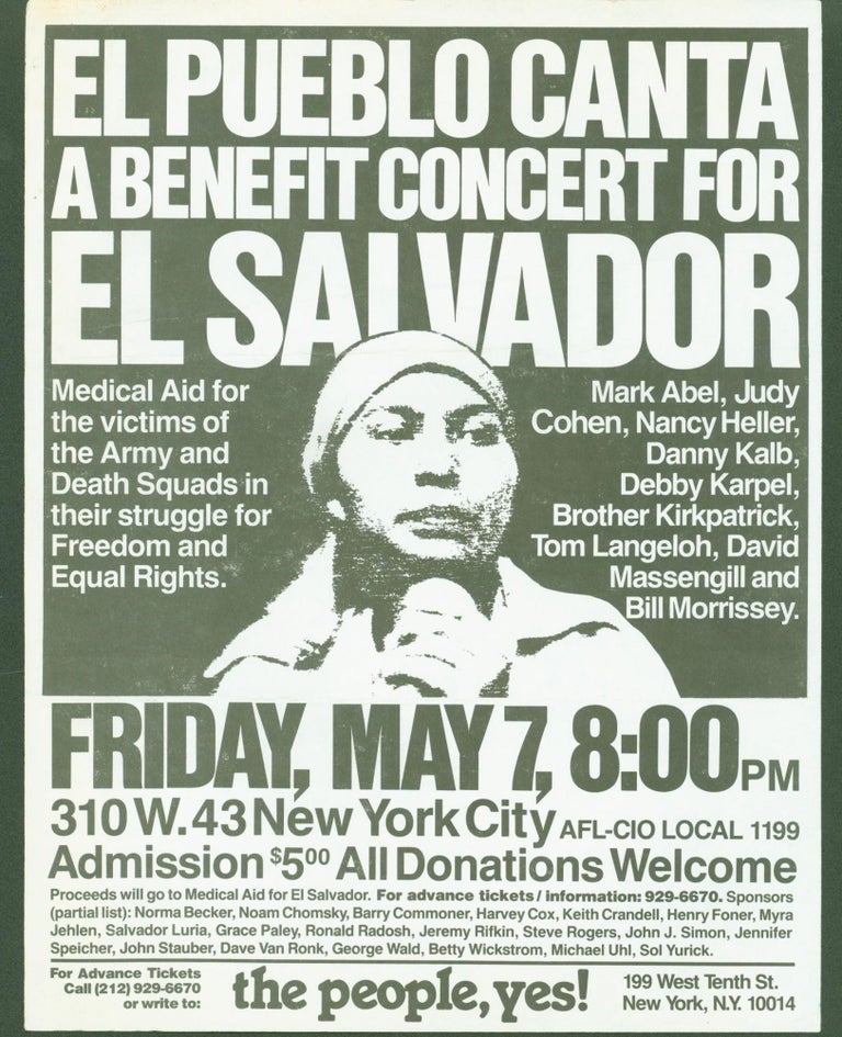 Item #289200 El Pueblo Canta: A Benefit Concert for El Salvador (poster). yes the people, organized by.