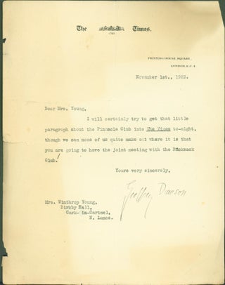 Item #289344 typed letter signed. Geoffrey Dawson