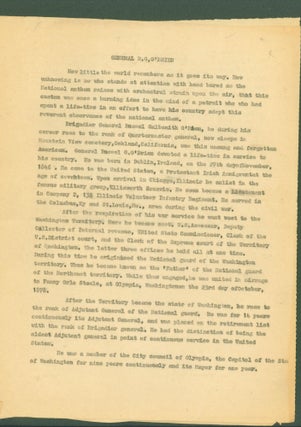 Item #289355 3-page typed announcement re Rossell G(albreath) O'Brien (1841-1914). Rossell...