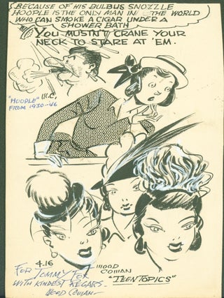 Item #289414 cartoon, hand-colored and inscribed. Wood Cowan
