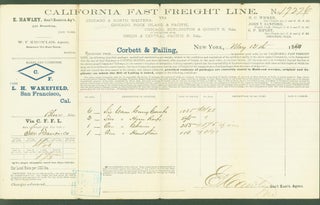 Item #289971 California Fast Freight Line (received from Corbett & Failing, New York, shipped to...