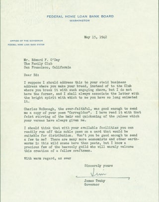 Item #289982 typed letter signed. James to Edward F. O'Day Twohy, Francis
