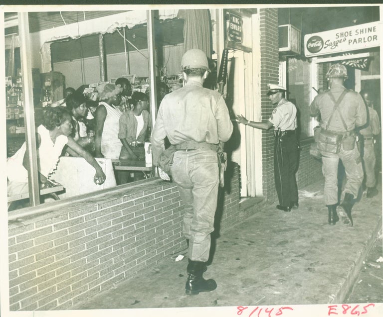 Item #290150 National Guard patrolling streets of Tampa (B/W photograph). Tampa Bay Times.