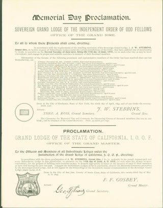 Item #290194 1. Memorial Day Proclamation, Sovereign Grand Lodge of the Independent Order of Odd...