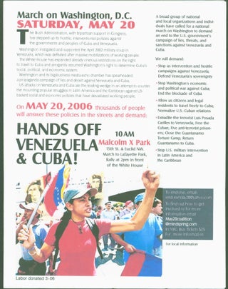 Item #290659 March on Washington, D.C., Saturday, May 20 (2006) Hands off Venezuela and Cuba;...