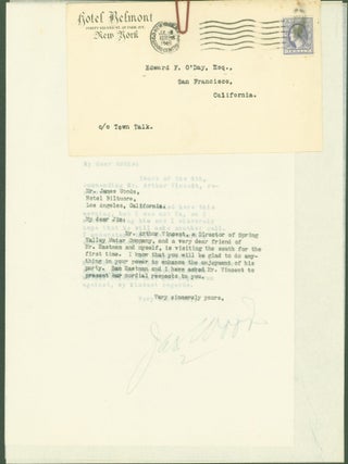 Item #291288 typed letters signed (2 letters). James to Edward F. O'Day Woods