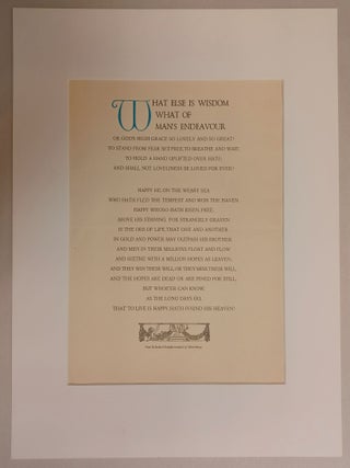 Item #292825 What Else is Wisdom / What of Man's Endeavor (broadside). Euripides. Gilbert Murray