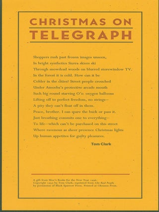 Item #294415 Christmas on Telegraph (broadside). Tom Clark