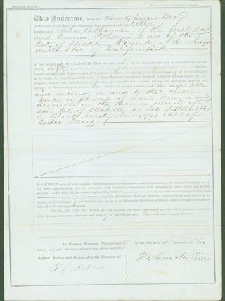 Item #294429 Indenture Deed between John B. Houche and Eunice P. Huggins, May 21, 1863, City of...