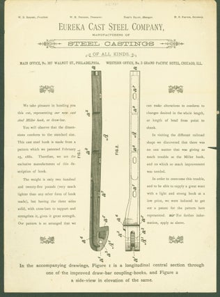 Item #294664 Eureka Cast Steel Company (advertising poster). Eureka Cast Steel Company