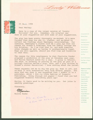 Item #294879 typed letter signed. Morris to Waring Jones Buske