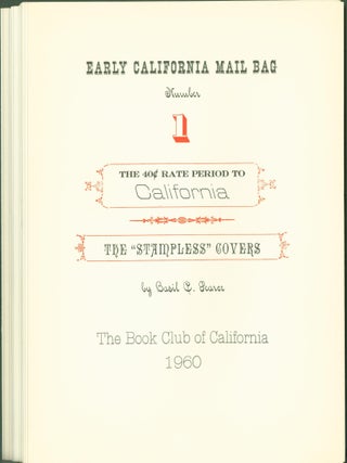Item #294894 Early California Mail Bag. 1960 Keepsake. Edgar B. Jessup, Henry H. Clifford, The...