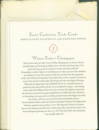 Item #294895 Early California Trade Cards Book Club of California (Keepsake 1966). Margot...
