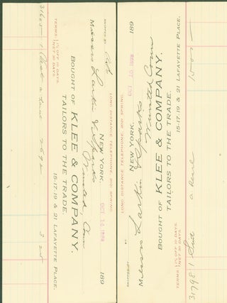 Item #295075 Klee & Company, Tailors to the Trade, 15-17-19 & 21 Lafayette Place, New York (2...