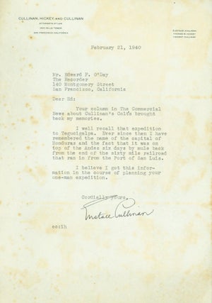 Item #295366 typed letter signed. Eustace to Edward F. O'Day Cullinan