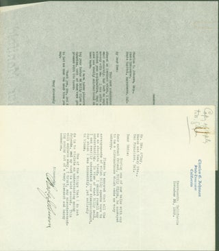 Item #295367 typed letter signed. Charles G. to Edward F. O'Day Johnson