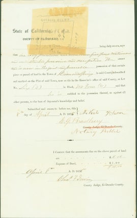 Item #295524 State of California, County of El Dorado (affadavit of land ownership). McNeale...
