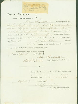Item #295530 State of California, County of El Dorado (affadavit of land ownership). Alex. Chas....
