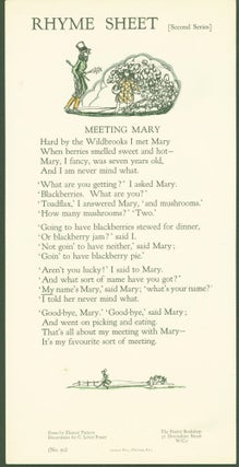 Item #295532 Meeting Mary. Rhyme Sheet (Second Series) (broadside). Eleanor. C. Lovat Fraser...