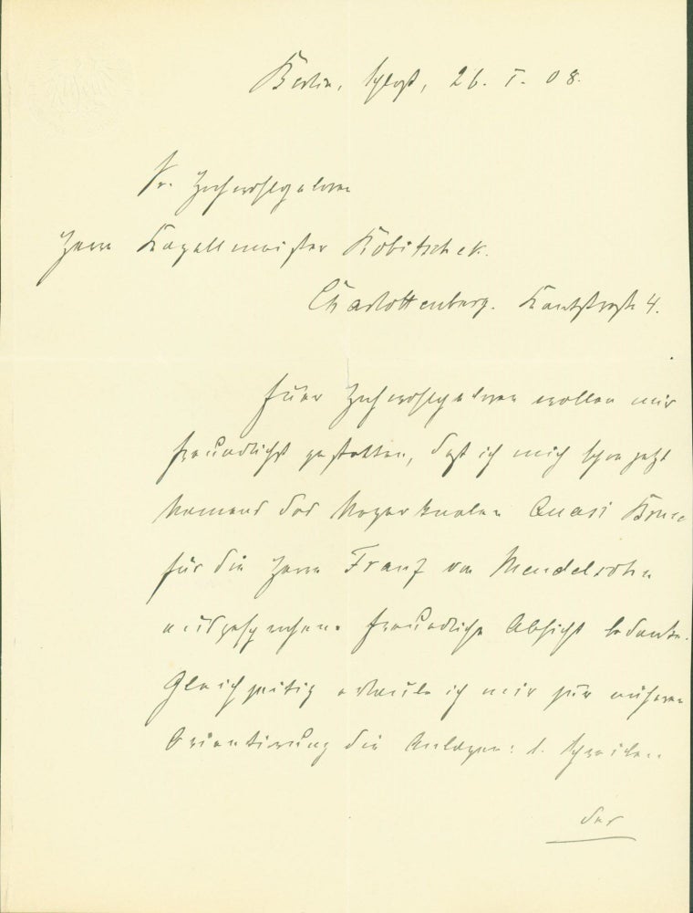 Item #295585 autograph letter signed. Hans von Plessen.