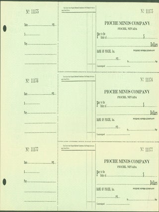 Item #295647 Pioche Mines Company, Pioche Nevada, Bank of Pioche, Inc. (sheet of 3 blank checks)....