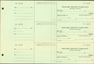 Item #295647 Pioche Mines Company, Pioche Nevada, Bank of Pioche, Inc. (sheet of 3 blank checks)....