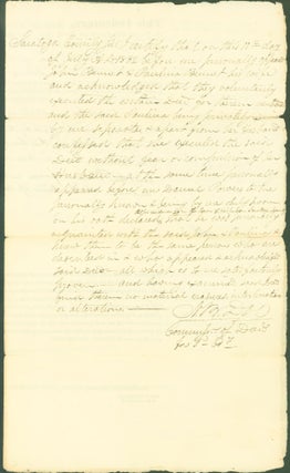 Indenture for land sale between John Bennet and his wife Pauline (Hope, Montgomery County) and Robert Power (Halfmoon, Saratoga County), New York, 1832