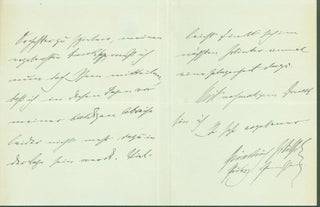 Item #295737 autograph letter signed from Henry Albert William addressed to Robert Robitschek....