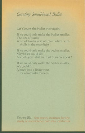 Item #295968 Counting Small-boned Bodies (broadside). Robert Bly