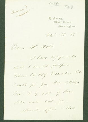 Item #295969 autograph letter signed. Joseph to Francis Montague Holl Chamberlain