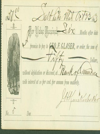 Item #296187 promissory note. J. H. to Geo. F. Glaser Knickerbacher