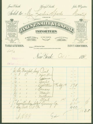 Item #296813 James P. Smith & Company, Importers (billhead). James P. Smith, Company