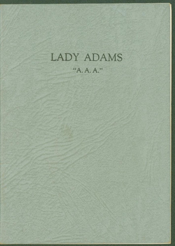 Item #296881 Lady Adams 'A.A.A.'. W. Bertrand. Alice A. Adams Stevens.