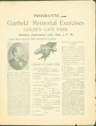 Item #296965 Programme Garfield Memorial Exercises Golden Gate Park, Sunday, September 17th,...