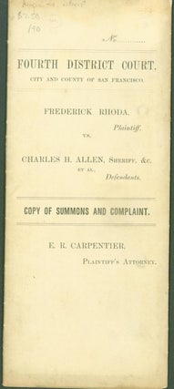Item #297052 Frederick Rhoda (plaintiff) vs. Charles H. Allen, Sheriff, et al. (defendants). Copy...