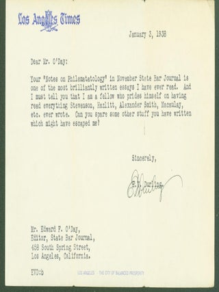 Item #297663 typed letter signed. Durling, dgar, incent