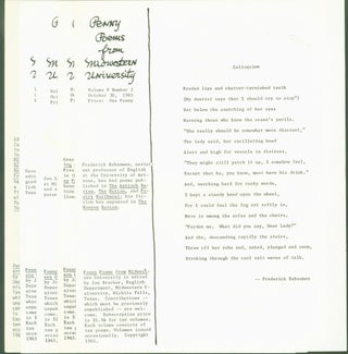 Item #297799 Penny Poems from Midwestern University: Volume V, No. 2, 1965, 'Colloqium,' by...