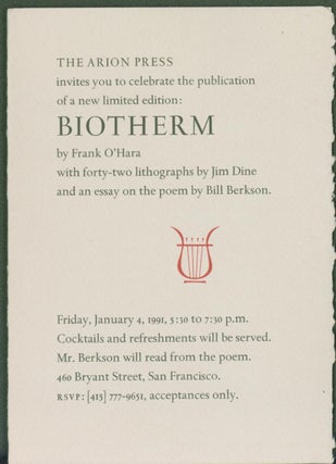 Item #298298 The Arion Press invites you to celebrate the publication of a new limited edition:...