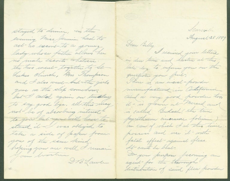 Item #298594 autograph letter signed, 1889. D. B. Lawler.