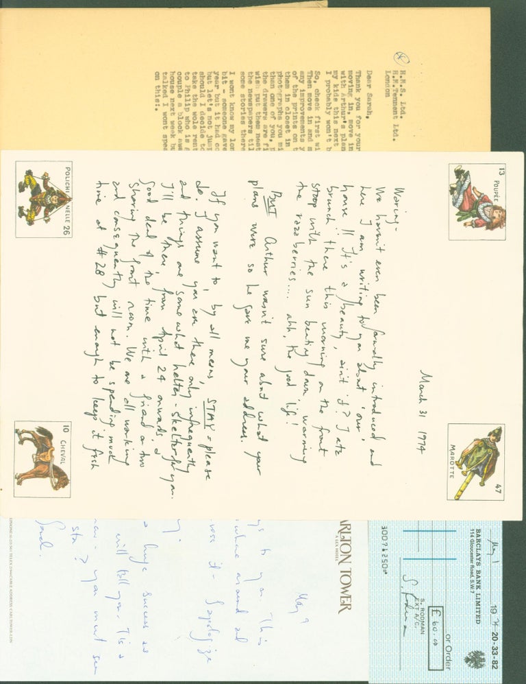 Item #298963 Autograph letter signed (2); typed letter unsigned. Sarah to Waring Jones Rodman, Waring Jones to Sarah Rodman, autograph letters.