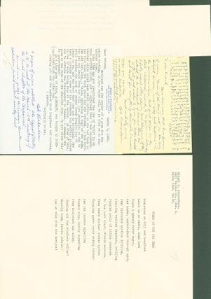 Item #299123 typed letter signed (1); autograph postcards signed (2); typed poem with autograph...