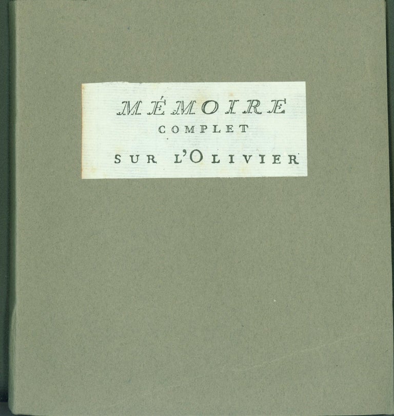 Item #304056 Memoire Complet sur l'Olivier. Abbe Coutune.